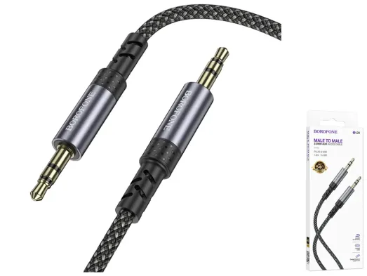 Кабель Aux Borofone BL24, 1м, колір сірий