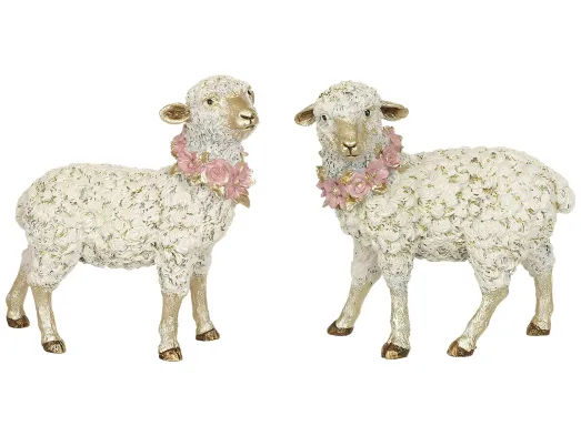 Декоративная фигурка Овечка, полистоун, айвори с золотом, 18×7,5×19см, 2 дизайна (цена за 1шт)