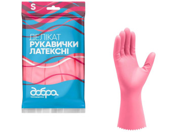 Рукавички Делікат Добра Господарочка, латекс, розмір S, колір рожевий, 2 шт/уп