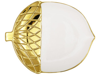 Блюдо сервірувальна Gold Acorn, порцелянова, у формі жолудя, 25×20×2,8 см