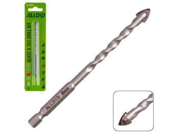 Свердло Alloid по склу, кераміці, HEX 1/4", 6мм, 105мм