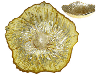 Салатник скляний Flower 450мл, колір - золото