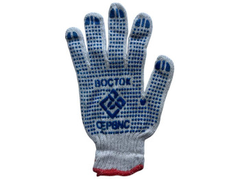 Перчатки хлопковые с ПВХ точкой Восток, 1пара