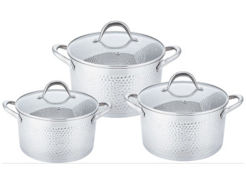 Набір каструль Benson, нерж. сталь, 16x9,5см/18x10,5см, 1,9/2,6/3,6л (ціна за набір 6 предметів)