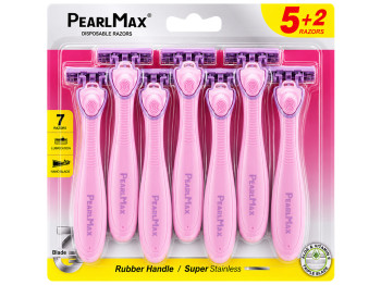 Бритви одноразові жіночі PearlMax Rubber Handle з Nanoblade, 3 леза, 7 шт