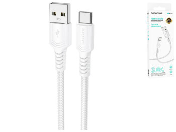Кабель USB Borofone BX116 Type-C 3A, 1м, цвет белый