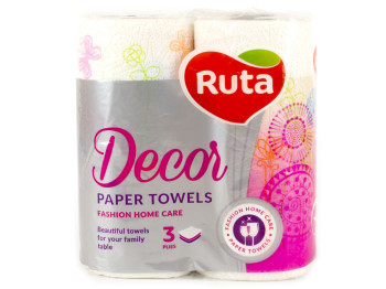 Полотенца бумажные "Ruta - Decor" трехслойные (цена за упаковку 2 рулона)