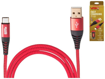 Кабель VOIN USB - Type C 3А, 1м, red (швидка зарядка/передача даних), CC-4201C RD