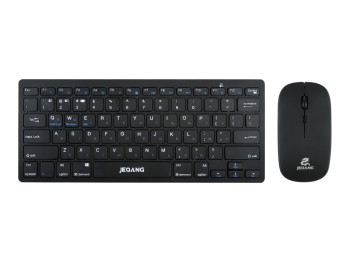 Клавиатура и мышь Jeqang JB-326, dual-mode(2.4G+Bluetooth), ножничные, раскладка Eng/Ukr, черный