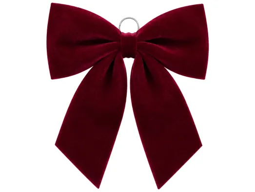 Бант декоративний оксамитовий із кільцем для підвішування, бордовий, 44×46 см