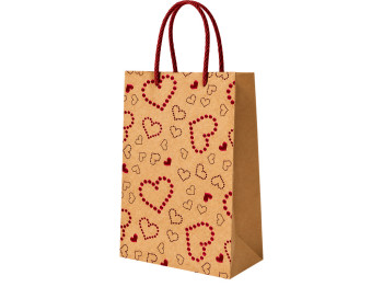 Пакет подарочный крафтовый L Heart, бумага, с ручками, 24×32×10 см