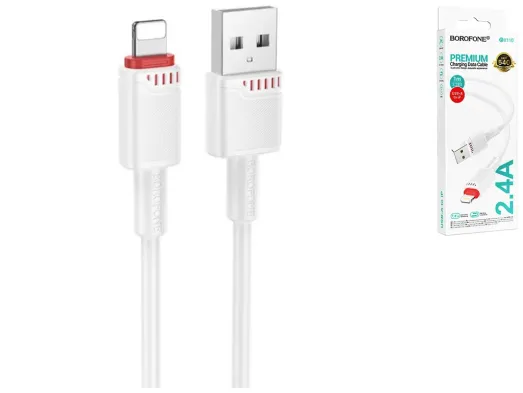 Кабель USB Borofone BX110 Lightning 2.4A, 1м, колір білий