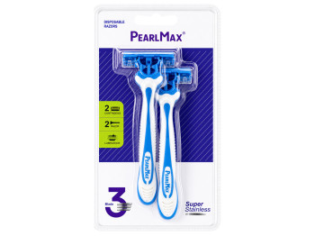 Бритви одноразові чоловічі PearlMax Super Stainless з 3 лезами, 2 шт.