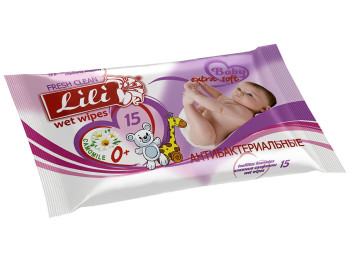 Вологі серветки дитячі "Lili" "З екстрактом ромашки" антібактеріальні 15шт