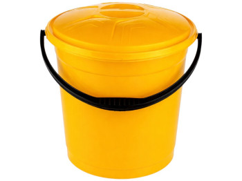 Відро R plastic жовте, з кришкою, 15л