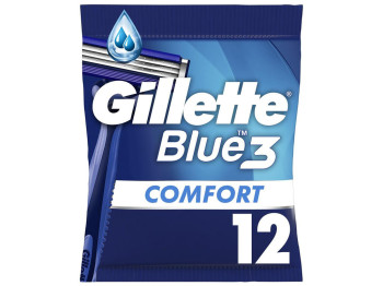 Бритва для гоління Gillette Blue3 Comfort, одноразовий, 3 леза, хромове покриття, пластик, 12шт