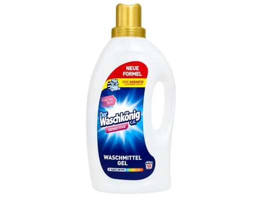 Гель для прання Der Waschkonig Sensitive, для білої та кольорової білизни, 1,5 л, 50 циклів