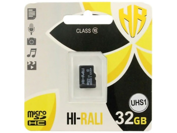 Карта Пам'яті Hi-Rali MicroSDHC 32gb UHS-1 10 Class Чорний