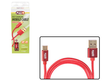 Кабель Pulso CC-1101C RD, USB - Type C 5А, 1м, red (супер швидка зарядка/передача даних)