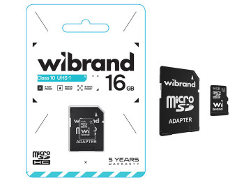 Карта пам'яті Wibrand MicroSDHC 16gb UHS-1 10 Class & Adapter