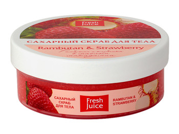 Сахарный скраб для тела Fresh Juice "Rambutan & Strawberry" рамбутан и клубника 225 мл