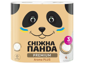 Туалетная бумага Снежная Панда Премиум Арома Плюс, 3 слоя (4 рулона)