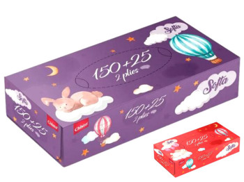 Серветки косметичні Softa Chisto Bunny, сухі, 2-х шарові, 175шт