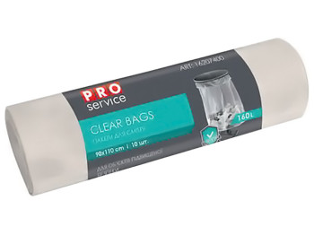 Пакети для сміття Pro Service Clear Bags, 90х110см, 160л, 10шт, прозорі 16207400
