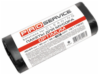 Пакеты для мусора Pro service Optimum, 35л, 30шт, 45х54см, черный HD
