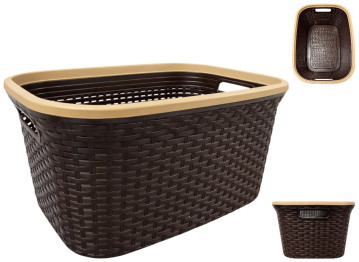 Кошик з рамою Rattan, без кришки, пластик, 40л, 52×36×25см, колір коричневий