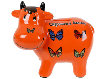Скарбничка Корівка Скарбничка бажань, 17см, колір - оранжевий