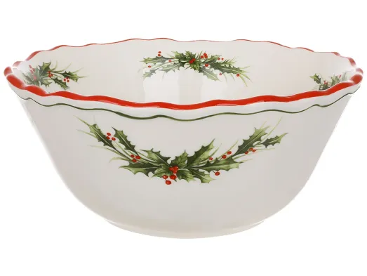 Салатник фарфоровый Evergreen Christmas с контрастным краем, 24,5×10,5 см