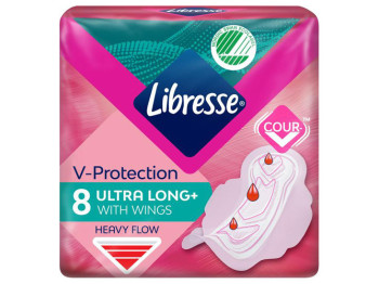 Прокладки гигиенические Libresse Ultra Super Soft Long+ с крылышками, 5 капель, 8 шт