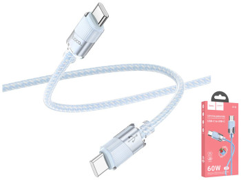 Кабель USB Hoco U132 60W Type-C to Type-C 1,2м Колір Блакитний