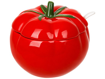 Цукорниця керамічна Tomato з кришкою, червона, 600 мл, 13,3×12,7×11,8 см УЦІНКА