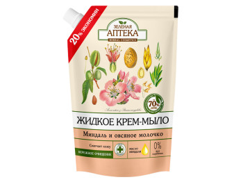 Рідке мило для рук "Зелена аптека" Мигдаль і вівсяне молочко дой-пак 460мл
