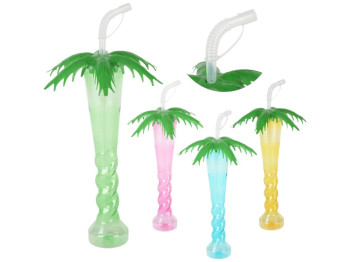 Склянка з кришкою та трубочкою Palm, пластик, 350мл (ціна за 1шт)
