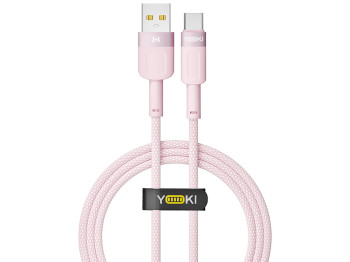 Кабель Yoki Style, USB-A — Type-C, 60W, 1,2м, Розовый