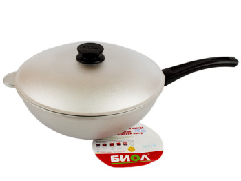 Сковорода алюм. WOK з алюм. кришкою і бакеліт. ручкою 30см 3002К