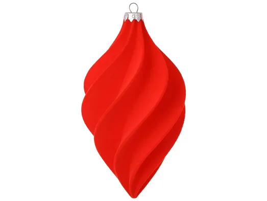 Елочная игрушка Velvet Glow с флоковым покрытием, красная, пластик, 11,5×20 см
