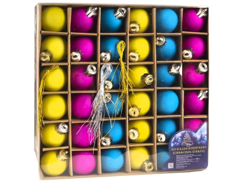 Елочные шарики Магічна Новорічна Fluo 3см (цена за набор 36шт)