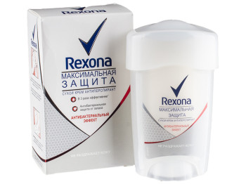 Антиперспірант-крем для чоловіків Rexona men Максимальний захист "Антибактеріальний ефект" 45мл