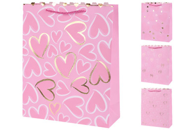 Пакет подарунковий паперовий Whith Love, розмір M, 26×32×10 см, 4 дизайни (ціна за 1шт)