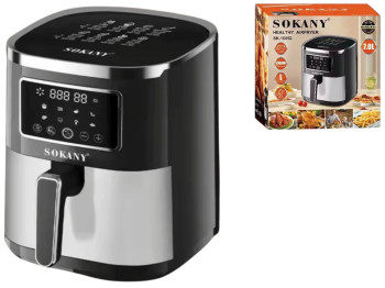 Аэрофритюрница Sokany SK-10052, 1700Вт, сенсорное управление, нержавеющая сталь, 7л, 33×39×33см