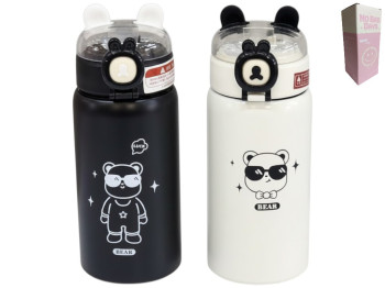 Термос-поїлка дитячий, з трубочкою, сталь, силікон, 450мл, 2 дизайни (ціна за 1шт)