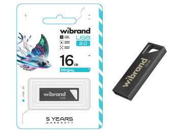 USB Flash накопичувач Wibrand Stingray, 16GB, USB 2.0, пластик, метал, колір сірий