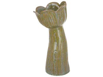 Ваза для квітів керамічна Tulip зелена, 14×13×32см