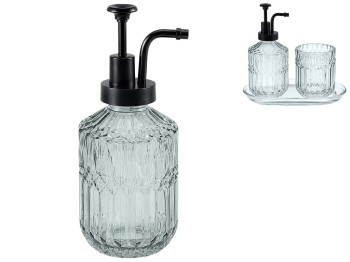 Дозатор Bathlux для жидкого мыла, стекло, 20.5x8 см, цвет серо-голубой (цена за 1 предмет)