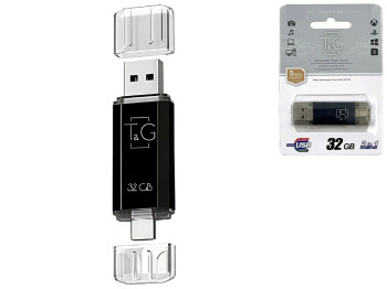 USB флеш-накопичувач 3.0 T&G 32gb USB/Type C 009, колір чорний