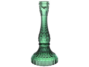 Свічник скляний Crystal (для тонкої свічки), 11х22см, колір - зелений